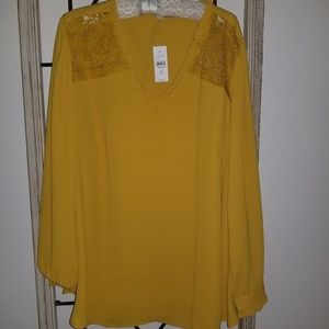 Loft Plus Size Mustard Blouse